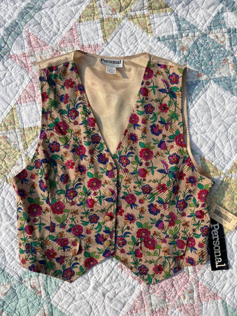 Vintage 90s Rayon Floral Vest 18 Plus Size Button Front Cottagecore Feminine NWT